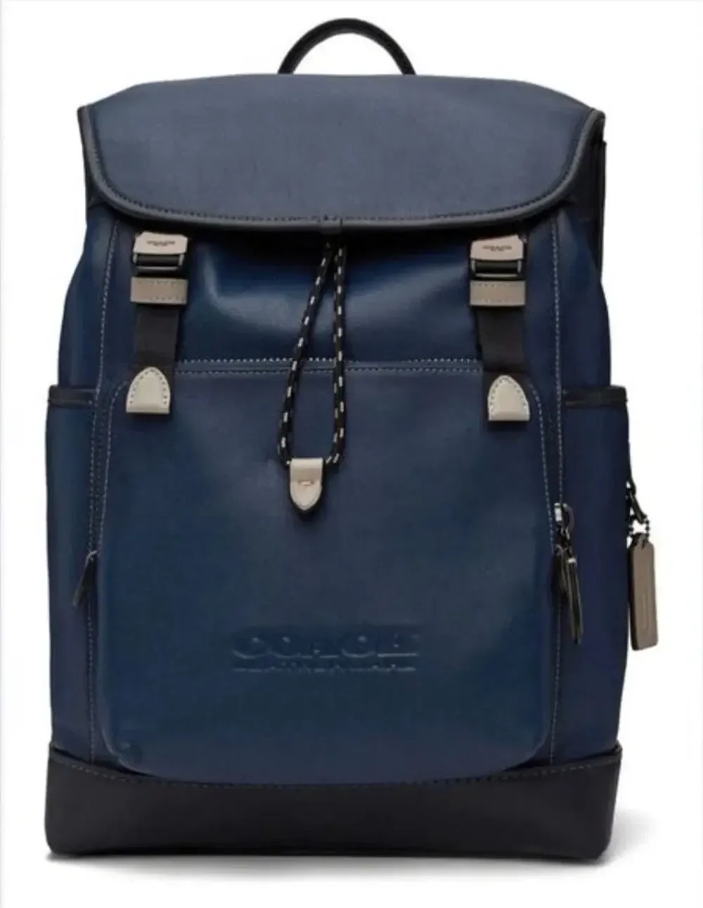 Coach League Flap Backpack — Midnight Navy Leather